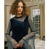 アッシュブルー(BU) | フレアジャカードワンピースドレスセットアップ | RUIRUE BOUTIQUE