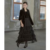 ブラック(BL) | チュールフリルベロアセットアップ | RUIRUE BOUTIQUE
