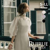 オーガンジーフラワーモチーフフレアワンピースドレス | RUIRUE BOUTIQUE | 詳細画像1