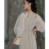 オーガンジーフラワーモチーフフレアワンピースドレス | RUIRUE BOUTIQUE | 詳細画像8
