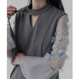 フラワーモチーフスリーブIラインワンピースドレス | RUIRUE BOUTIQUE | 詳細画像15