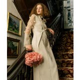 ライトグレージュ(WH) | フラワーモチーフスリーブIラインワンピースドレス | RUIRUE BOUTIQUE