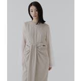 ライトグレージュ(BE) | パールデザインドレープIラインワンピースドレス | RUIRUE BOUTIQUE