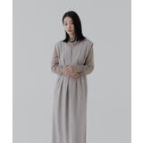 ベージュ(BE) | ストライプレースタックワンピースドレス | RUIRUE BOUTIQUE