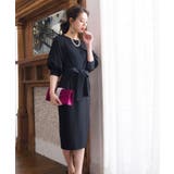 ブラック(B) | ロング＆リーンシルエットが美しいバルーンスリーブワンピース | RUIRUE BOUTIQUE