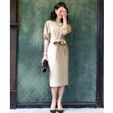 ライトベージュ(CP) | ロング＆リーンシルエットが美しいバルーンスリーブワンピース | RUIRUE BOUTIQUE
