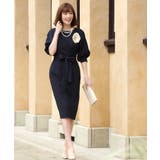 ダークネイビー(N) | ロング＆リーンシルエットが美しいバルーンスリーブワンピース | RUIRUE BOUTIQUE