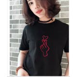 ブラック | 刺繍Ｔシャツ ロゴ イラスト 半袖 夏 カジュアル 韓国ファッション | Rutta