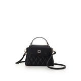ブラック | スクエアビジューキルトフラップショルダーバッグ | SAMANTHAVEGA
