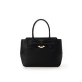 ブラック | リボンモチーフ スプリットレザーハンドバッグ | Samantha Thavasa