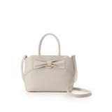 ベージュ | リボンモチーフ スプリットレザーハンドバッグ | Samantha Thavasa