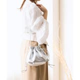 シルバー | レザーシンプル巾着バッグ | Samantha Thavasa Petit Choice