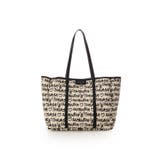 ブラック | スクリッタ柄キャンバスデザイン合皮トートバッグ | Samantha Thavasa