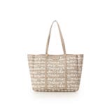 ベージュ | スクリッタ柄キャンバスデザイン合皮トートバッグ | Samantha Thavasa