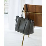 ブラック | デニム調キャンバスデザイン 合皮トートバッグ 大サイズ | Samantha Thavasa