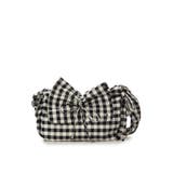 ブラック | ギンガムチェック リボンギャザーショルダーバッグ | & chouette