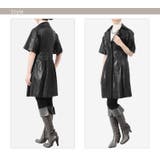 ラムレザー コート 5分袖 タックデザイン レディース 春秋 ブラック M/L | sankyo shokai | 詳細画像2
