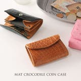 クロコダイル マット加工 小銭入れ かぶせデザイン レディース 全5色 | sankyo shokai | 詳細画像1