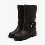 Dark Brown-Middle | Ander バックル ストラップ ブーツ (4cm) | SAPPUN