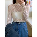 ベージュ | ハイネックシアーブラウス 長袖 レディース | VIVID LADY