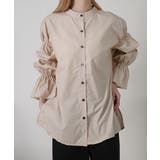 ベージュ | キャンディスリーブ ギャザー チュニックブラウス | VIVID LADY