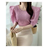 パープル | パワーショルダーブラウス レディース 半袖 | VIVID LADY