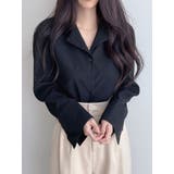 スエード感のあるオープン襟シャツブラウス 全4色 秋冬 | VIVID LADY | 詳細画像18