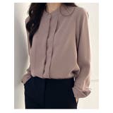 ベージュ | ハイネックオフィスブラウス レディース 長袖 | VIVID LADY