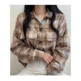ベージュ | チェックならではのモダンな感じと暖かい起毛素材でデイリールックシャツブラウス | VIVID LADY