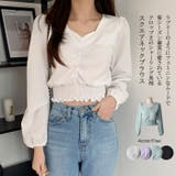 春スクエアネッククロップドブラウス 全4色 春 | VIVID LADY | 詳細画像1