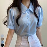 ベーシックなパフスリーブ半袖ブラウス 全4色 オフィスブラウス | VIVID LADY | 詳細画像1
