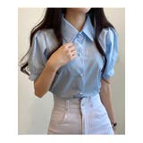 ベーシックなパフスリーブ半袖ブラウス 全4色 オフィスブラウス | VIVID LADY | 詳細画像7