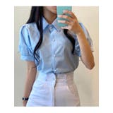 ベーシックなパフスリーブ半袖ブラウス 全4色 オフィスブラウス | VIVID LADY | 詳細画像8