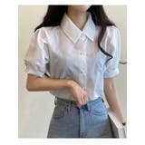 ベーシックなパフスリーブ半袖ブラウス 全4色 オフィスブラウス | VIVID LADY | 詳細画像10