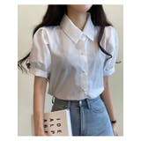 ベーシックなパフスリーブ半袖ブラウス 全4色 オフィスブラウス | VIVID LADY | 詳細画像11