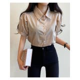 ベーシックなパフスリーブ半袖ブラウス 全4色 オフィスブラウス | VIVID LADY | 詳細画像12