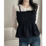 レイヤード風 シャーリングペプラムトップス | VIVID LADY | 詳細画像8 