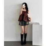 チェック柄 ティアードフリルキャミトップス | VIVID LADY | 詳細画像4 