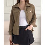 カーキ | コンパクト コーデュロイラウンドヘムシャツ | VIVID LADY