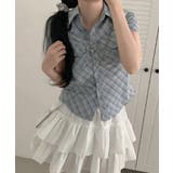 チェック柄 ショート丈 半袖カラーシャツ | VIVID LADY | 詳細画像7 