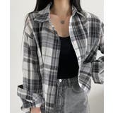 ブラック | バッククロスデザイン チェック柄ショートカラーシャツ | VIVID LADY