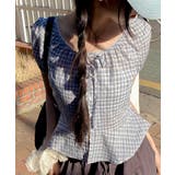 チェック柄 レースネック 半袖ブラウス | VIVID LADY | 詳細画像9 