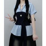 ストライプシャツxチューブトップ レイヤード風 半袖トップス | VIVID LADY | 詳細画像7