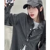 ブラック | オーバーフィット デニムチュニックシャツ | VIVID LADY