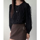 ブラック | 縦フリル プルオーバーブラウス | VIVID LADY