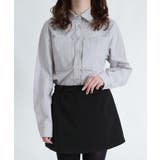 グレー | シルバーボタン ウエスト紐付き カラーシャツ | VIVID LADY