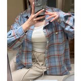 ブルー | チェック柄 オーバーサイズシャツ | VIVID LADY