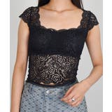 ブラック | カップ付きレースブラレット レディース タンクトップ | VIVID LADY