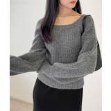 スクエアネック パフスリーブ リブニット | VIVID LADY | 詳細画像6