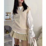 アイボリー | 【レイヤードスタイルに欠かせないニットベスト】ニットベスト ニットセーター 袖な… | VIVID LADY